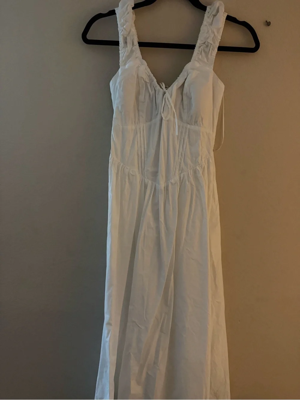Abercrombie & Fitch White Sleeveless Maxi Dress with Tie Front